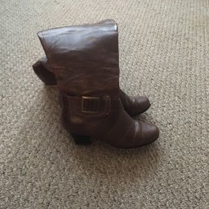 Brown wide calf boots